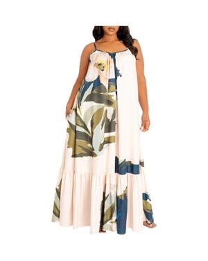 Buxom Couture Floral Print Voluminous Maxi Dress - Multicolor