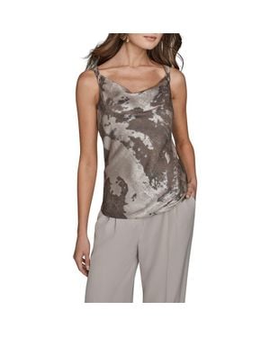 Donna Karan Twist Shoulder Metallic Camisole - Gray