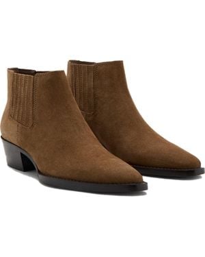 Mango Block Heel Chelsea Boot - Brown