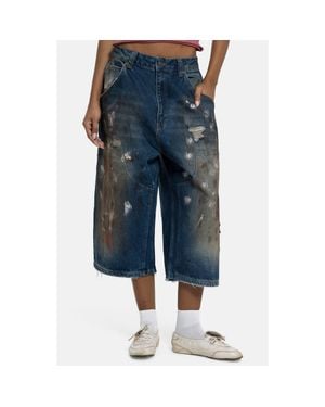 Jaded London Painted Colossus Crop Wide Leg Jeans - Blue