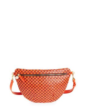 Clare V. Grande Woven Leather Belt Bag - Orange
