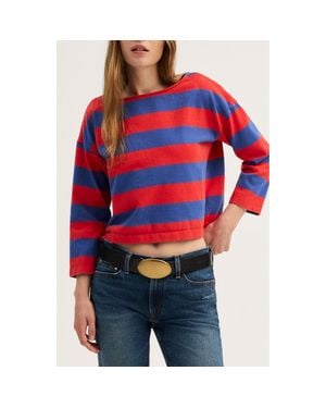 Madewell The Rugby Club Cotton Boat Neck Long Sleeve T-Shirt - Red