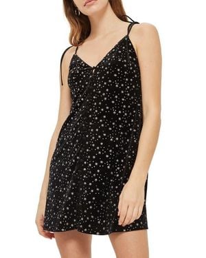 TOPSHOP Glitter Star Velvet Slipdress - Black