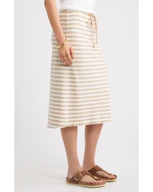 Caslon Straight Fit Stripe Knit Midi Skirt - White