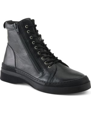 Spring Step Leather Combat Boot - Black
