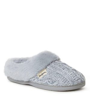 Dearfoams Claire Cable Knit Chenille Clog Slipper - Gray
