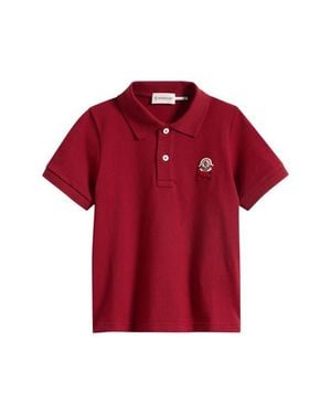Moncler Kids' Crab Logo Patch Cotton Piqué Polo - Red
