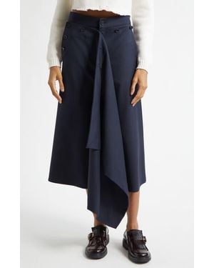 Monse Front Cascade Stretch Wool Crop Sailor Pants - Blue