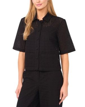 Halogen® Eyelet Embroidery Woven Shirt - Black