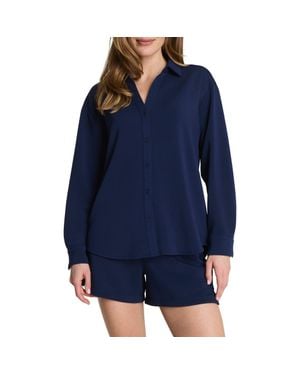 Spanx Oversize Button-Up Shirt - Blue