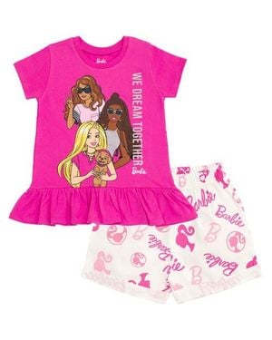 Barbie T-Shirt & Woven Shorts Set - Pink