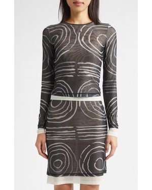 Eckhaus Latta Duet Double Layer Micromesh Long Sleeve Top - Black