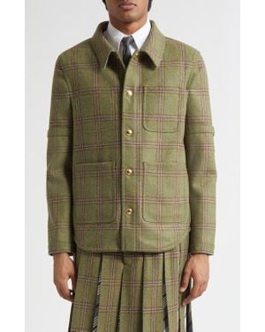 Thom Browne Armband Plaid Wool Utility Jacket - Green
