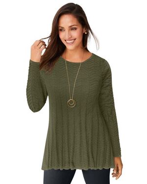 Jessica London Chevron Fit & Flare Sweater - Green