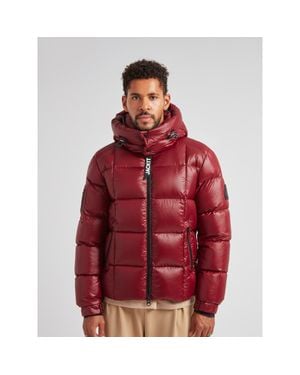 Jacket Ez Boxed Hooded Racer Puffer Jacket - Red
