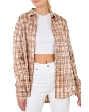 Grey Lab Plaid Sequin Button-Up Shirt - Natural
