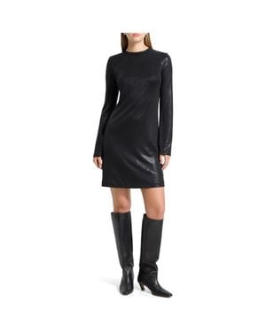 MARCELLA Adya Metallic Long Sleeve Minidress - Black