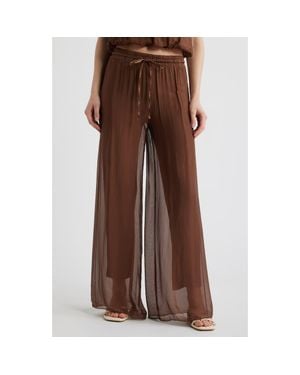 DELUC Strada Wide Leg Drawstring Pants - Brown