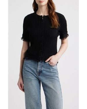 Rag & Bone Ayan Fringe Trim Rib Cardigan - Black