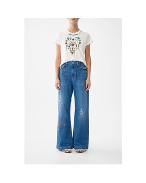 CAMILLA Slim Fit Round Neck T-Shirt - Blue
