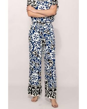 MELLODAY Floral Print Ankle Pants - Blue