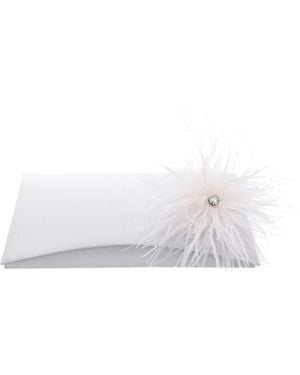 Nina Zosia-Z Feather Trim Clutch - White