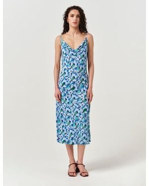 Ghost Stacy Cowl Neck Crepe Midi Dress - Blue