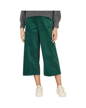 Yumi' Cord Cropped Wide Leg Pants - Green