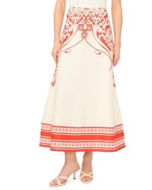 Ted Baker Carmen Floral Print Linen Maxi Skirt - Red