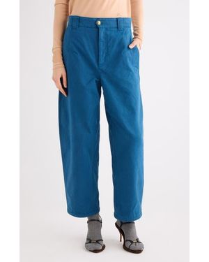 Chloé Oragnic Cotton Canvas Crop Pants - Blue