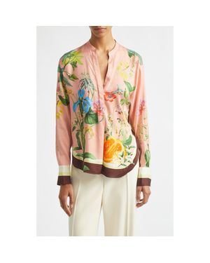 Reiss Milos Floral Scarf Print Top - Orange