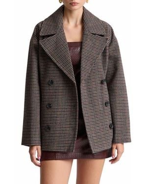 Avec Les Filles Houndstooth Peacoat - Black