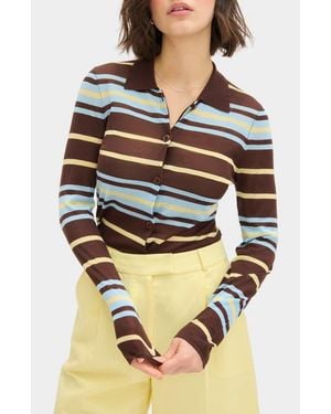 ALIGNE Sue Ellen Stripe Button-Up Top - Gray