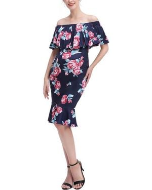 Kimi + Kai Lyra Off The Shoulder Maternity Nursing Mermaid Dress - Blue