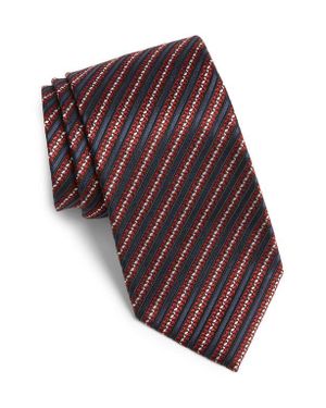 ZEGNA Stripe Mulberry Silk Tie - Red