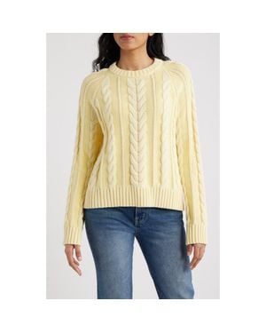 Pendleton Cable Stitch Cotton Sweater - Yellow