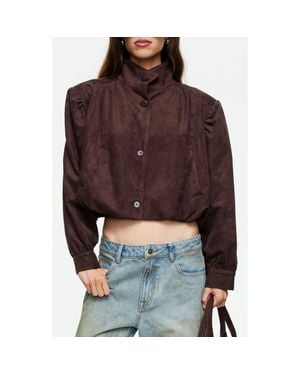 Lioness Luminous Faux Suede Jacket - Brown