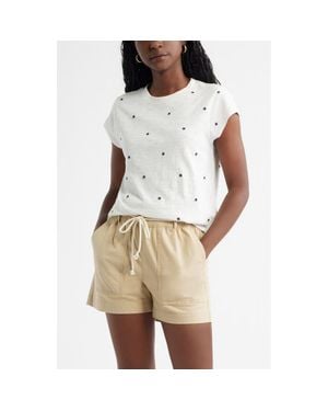 Caslon Star Embroidered Cap Sleeve T-Shirt - Natural