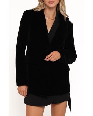 Petal & Pup Clive Two-Button Velvet Blazer - Black
