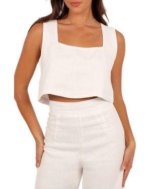 Petal & Pup Devlin Linen Crop Tank - White