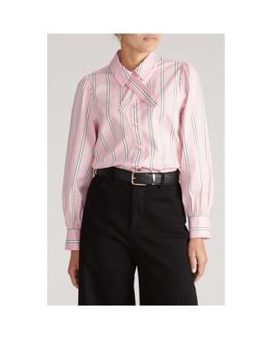 UNIVERSAL STANDARD Janet Stretch Poplin Button-Up Shirt - Pink