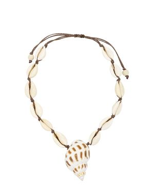 Velvet Luna Cowrie Shell Choker With Seashell Pendant - Metallic