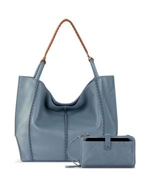 The Sak Los Feliz Large Tote Leather Bag & Iris Smartphone Bundle - Blue