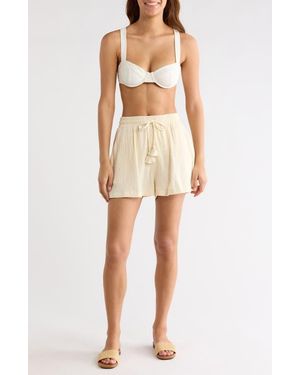 Elan Flowy Cotton Cover-Up Skort - Natural