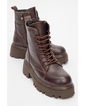 Forever & Always Shoes Tina Leather Ankle Boot - Brown