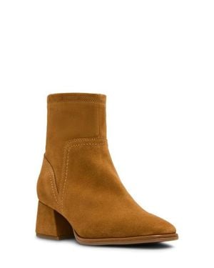 Blondo Marina Waterproof Stretch Suede Block Heel Bootie - Brown
