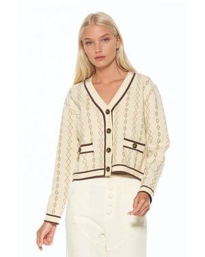 Alexia Admor Briar Collegiate Contrast Trim Cardigan - Natural