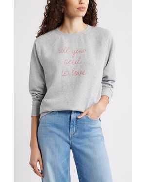 Caslon All You Need Is Love Embroidered Sweatshirt - Gray