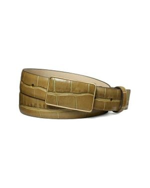 Tory Burch Croc Embossed Leather Plate Belt - Green