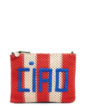Clare V. Ciao Crochet Flat Clutch - Red